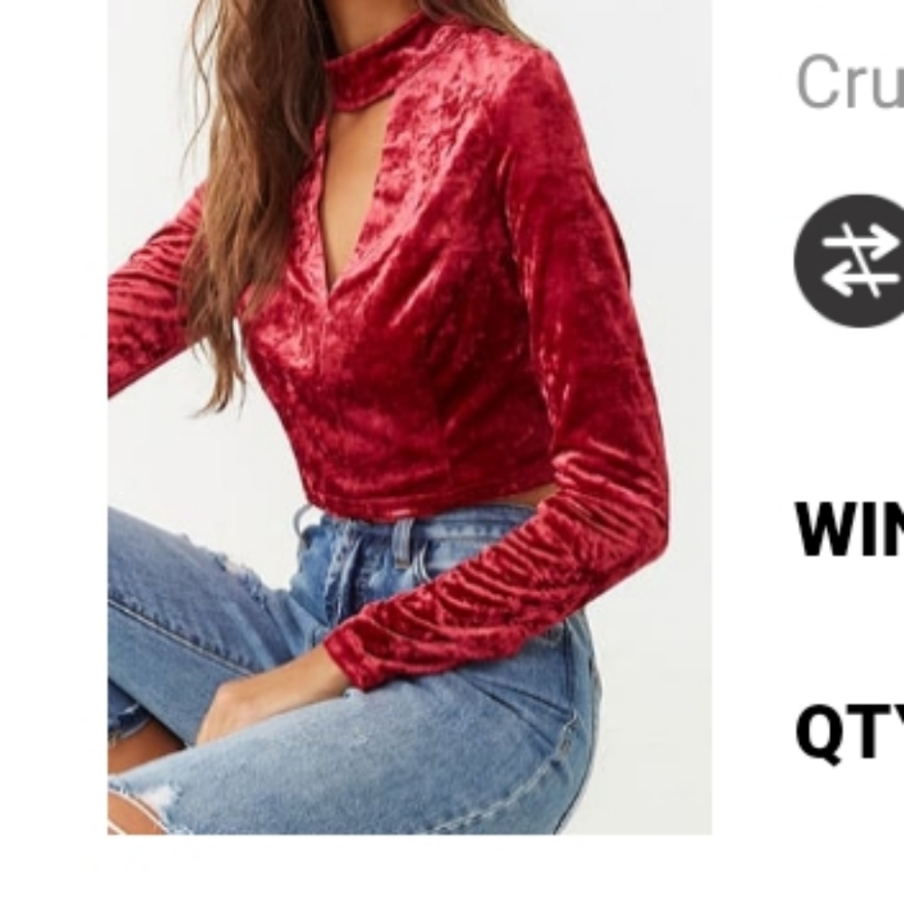 Red cut out long sleeve crop top